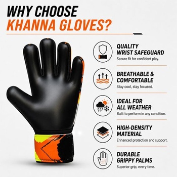 Detské brankárske rukavice khanna s polstrovanou dlaňou | 4mm latexový grip, priedušné brankárske