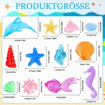 120 akrylových dekorativních prvků ve tvaru mušlí v námořnickém designu, výplňový materiál pro