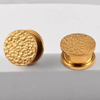 Piercing ucha Vankula, 1 pár, rozšířené ušní tunely, nerezová ocel pro muže a ženy, 6mm (2G), zlaté