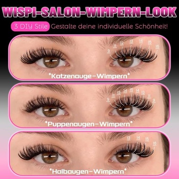 Veleasha Lash Clusters DIY predĺženie rias 30D+40D jednotlivé riasy 266 kusov 9-16 mm zmiešané tenké