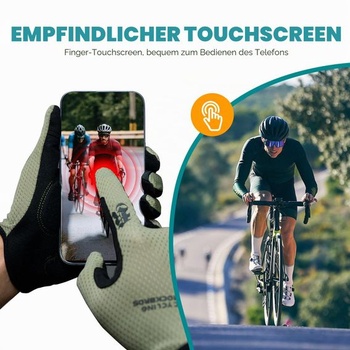 Cyklistické rukavice ROCKBROS pro muže a ženy s dotykovou obrazovkou a polstrováním, zelené, XXL