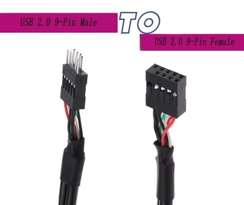 Predlžovací kábel MEIRIYFA USB Header, USB 2.0, 9pinový samec na 9pinovú samicu, interný konektor