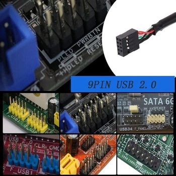 Predlžovací kábel MEIRIYFA USB Header, USB 2.0, 9pinový samec na 9pinovú samicu, interný konektor