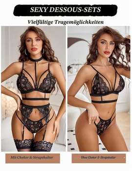 Dámska spodná bielizeň Avidlove, sexy 3dielna sada spodnej bielizne, krajková bielizeň, veľkosť XL, čierna