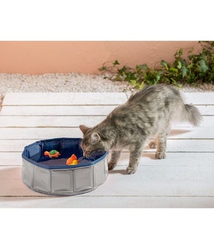 Dehner Favorites Vodné hry pre mačky, Ø 30 cm, výška 10 cm, plast, šedá/modrá