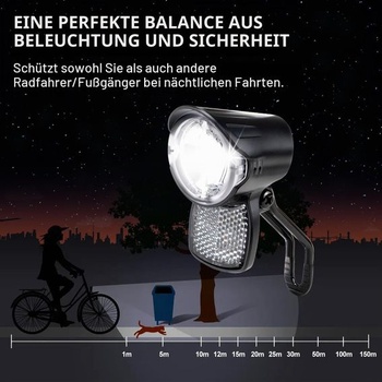 LED svetlo na bicykel s dynamom 30-100 LUX s certifikáciou podľa nemeckých predpisov pre cestnú premávku
