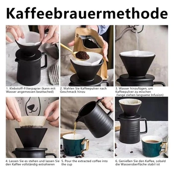 Porcelánový filter na kávu s kanvicou s objemom 500 ml, vhodný pre čierny filtračný papier veľkosti 1