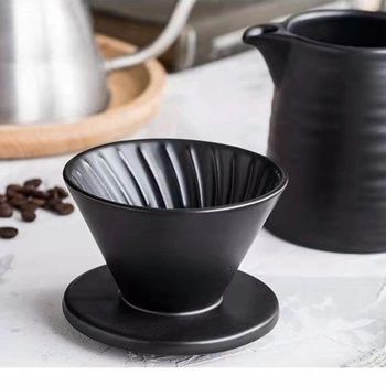 Porcelánový filter na kávu s kanvicou s objemom 500 ml, vhodný pre čierny filtračný papier veľkosti 1