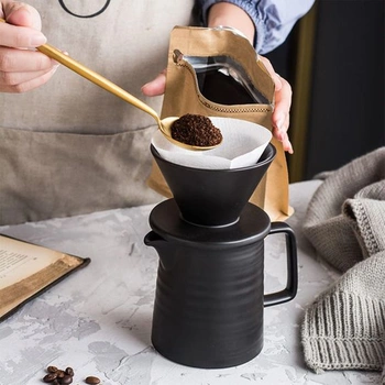 Porcelánový filter na kávu s kanvicou s objemom 500 ml, vhodný pre čierny filtračný papier veľkosti 1