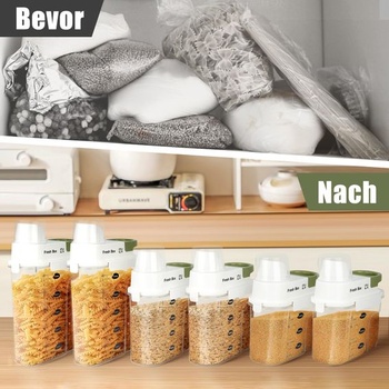 Vzduchotesná skladovacia nádoba s objemom 1,3 l, nádoba na cereálie, šejker, úložný box s odmerkou na