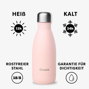 Qwetch - Originals nerezová izolovaná láhev na vodu 260 ml pastelově růžová - termoska udrží nápoje