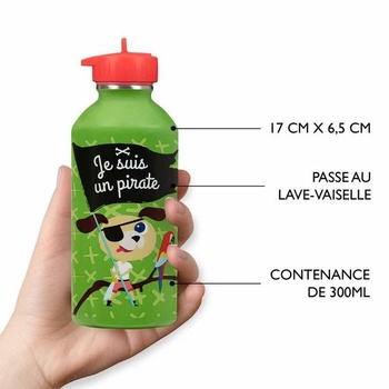 Draeger Paris - Detská fľaša na vodu z nerezovej ocele - Je suis Un Pirate