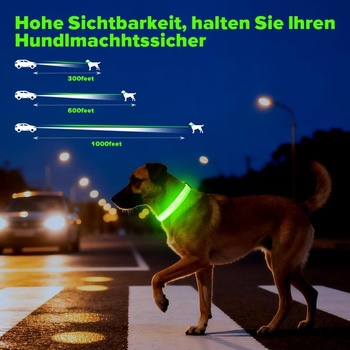 Weesiber svietiaci obojok pre psov, dobíjací USB obojok s 3 svetelnými režimami, nastaviteľný obojok,