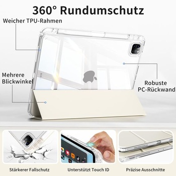 Priehľadný kryt JKSML pre iPad Pro 11 palcov 4./3./2. generácia – biely krémový