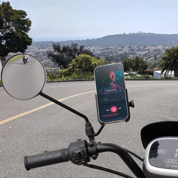 Držák telefonu na motocykl, otočný o 360° pro zpětné zrcátko motocyklu
