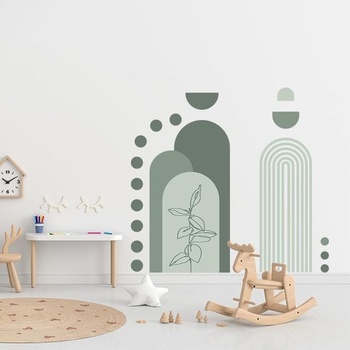 SUPERDANT Zelená boho samolepka na zeď Geometrické samolepky na zeď Zelená boho geometrická hora