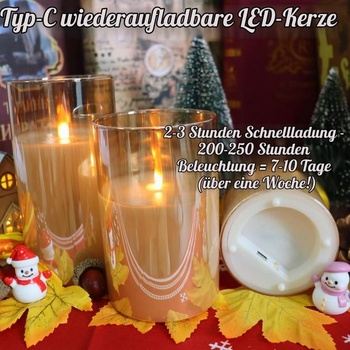 LED svíčky Mozc nabíjecí jantar sklo 3ks