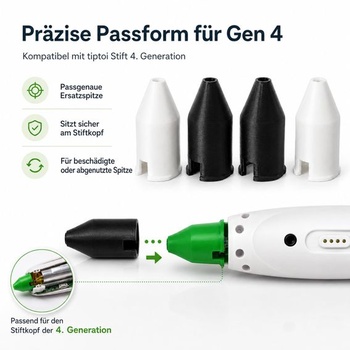 Súprava 4 náhradných hrotov kompatibilných s perom Tiptoi Gen 4, náhradný hrot pera Tiptoi 2 čierna 2