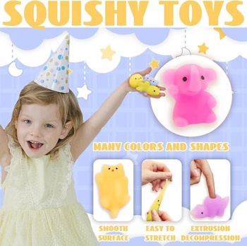 Sada mäkkých hračiek Mochi, 30 kusov náhodných párty darčekov pre detské narodeninové oslavy, hračky na