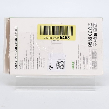 Acer USB C Hub 10 Gb/s s napájaním typu C 100 W, ultratenký 4* USB-C 3.2 multiportový rozbočovač