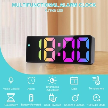 HENGBIRD LED digitálny budík s veľkými číslicami, zrkadlový digitálny budík s funkciou odloženia,