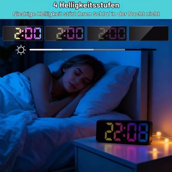 HENGBIRD LED digitálny budík s veľkými číslicami, zrkadlový digitálny budík s funkciou odloženia,