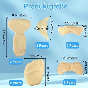 Pätné vankúšiky do topánok, sada 10 párov pre nadmerné modely,