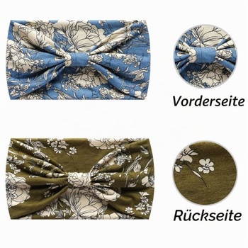 Dámske čelenky, Boho kvetinový vzor, ​​uzlové elastické šatky na jogu, bežecké čelenky 3farebné - 2