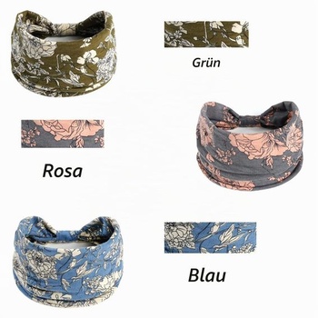 Dámske čelenky, Boho kvetinový vzor, ​​uzlové elastické šatky na jogu, bežecké čelenky 3farebné - 2