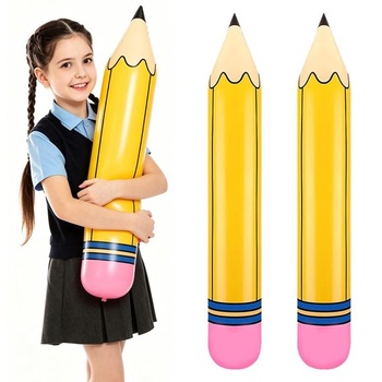 2 nafukovacie ceruzky 68 cm veľké nafukovacie dekorácie s ceruzky žltý balónik v tvare ceruzky pre