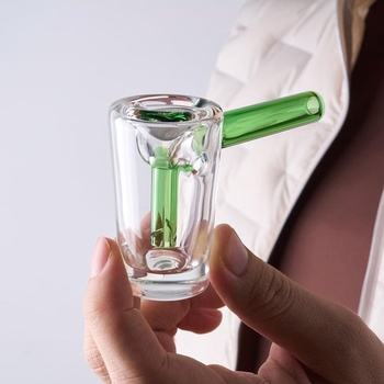 Pocket Bubbler Pipe, 2 v 1 Bubbler Bong a Dry Pipe, Borosilikátové sklo s bočným otvorom pre