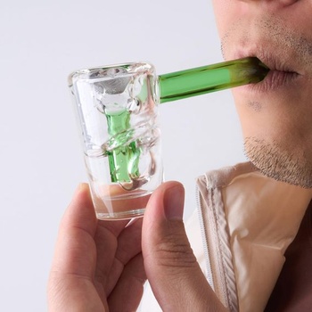 Pocket Bubbler Pipe, 2 v 1 Bubbler Bong a Dry Pipe, Borosilikátové sklo s bočným otvorom pre