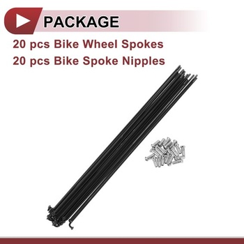 INFINAUTO 13G Drôty na bicykel, 20 kusov, čierna, nerezová oceľ 304, 263 mm