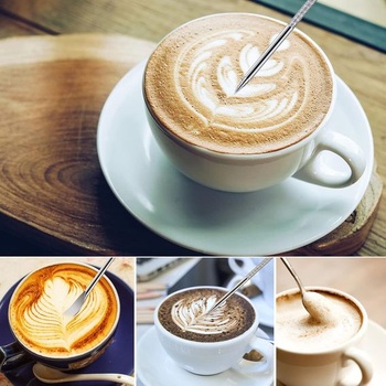 Kanvica na napeňovanie mlieka, 340 ml, nerezové kanvice na espresso s dekoračným perom, káva,