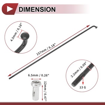 INFINAUTO Drôty na bicykel 13G čierne 20 kusov nerezová oceľ 304 157 mm