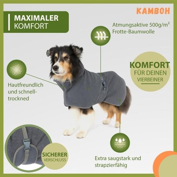 Kamboh® - Prémiový župan pro psy včetně ručníku na tlapky, 100% froté bavlna (velikost XXS, malí