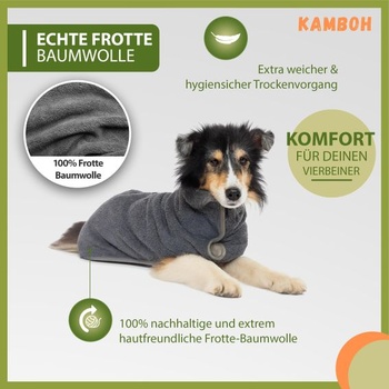 Kamboh® - Prémiový župan pre psov vrátane uteráka na labky, 100% froté bavlna (veľkosť XXS, malí