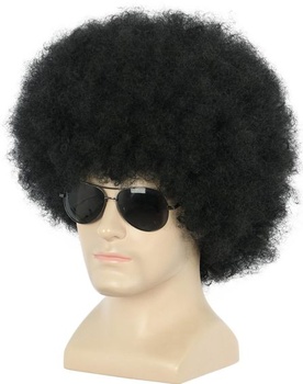 Yuehong krátká kudrnatá černá jumbo afro paruka disko unisex paruka