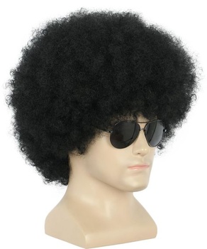 Yuehong krátká kudrnatá černá jumbo afro paruka disko unisex paruka
