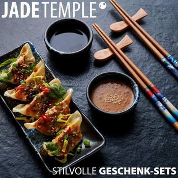 Keramická sada na sushi JADE TEMPLE s miskou na dip a hůlkami - 1 sada, modrá
