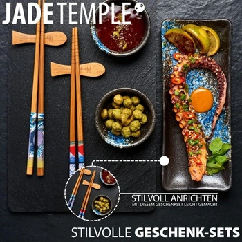 Keramická sada na sushi JADE TEMPLE s miskou na dip a hůlkami - 1 sada, modrá