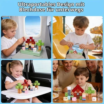 MEESHEEP Magnetické stavební kostky Cestovní sada 49 dílků s železnou krabicí, věk 3+, design