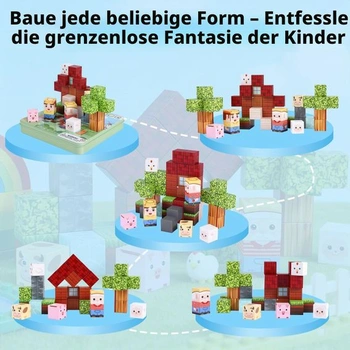 MEESHEEP Magnetické stavební kostky Cestovní sada 49 dílků s železnou krabicí, věk 3+, design