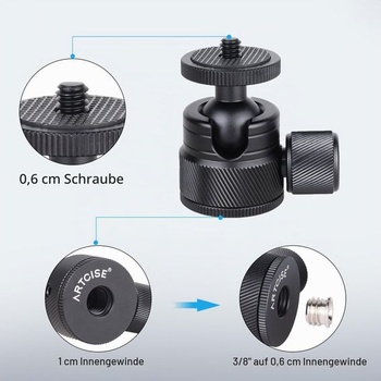 Mini kulová hlava, celokovová mini stativová kulová hlava ARTCISE s odnímatelnou 1/4