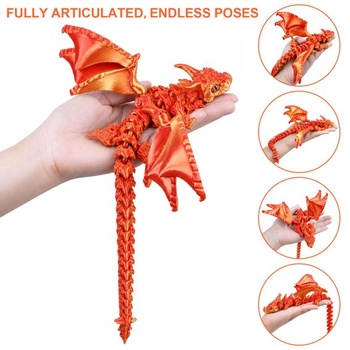 3D drak s krídlami, 30cm dračia hračka s očami