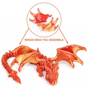 3D drak s krídlami, 30cm dračia hračka s očami