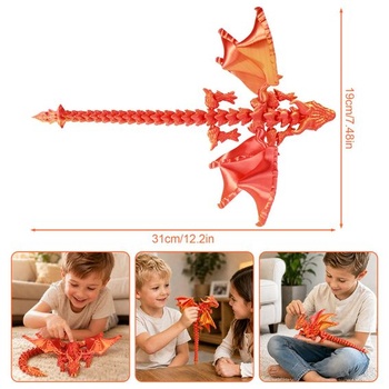 3D drak s krídlami, 30cm dračia hračka s očami