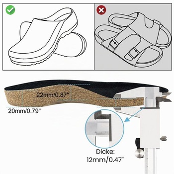 Korkové vložky Endoto pre vložky do vložiek Birkenstock Super Birki 44 EU