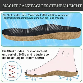 Korkové vložky Endoto pre vložky do vložiek Birkenstock Super Birki 44 EU