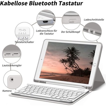 Puzdro s klávesnicou pre iPad 9./8./7. generácie 10,2 palca 2021/2020/2019 šedej